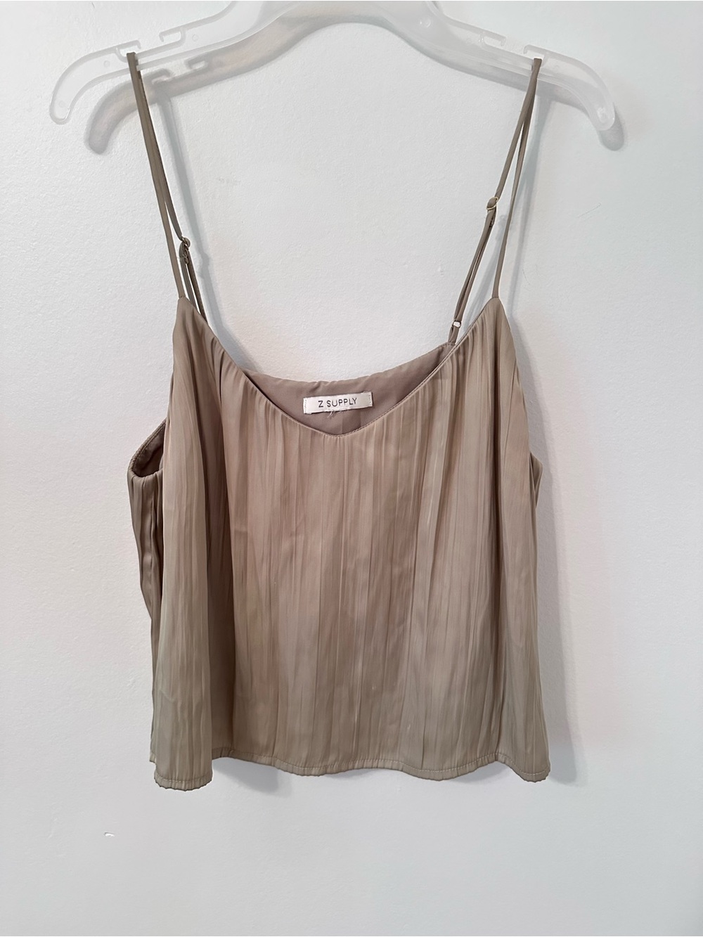 Z Supply light Green Pleated Satin Camisole Tank